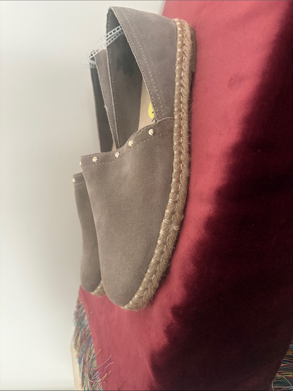 Anne Klein Taupe Suede Slip-On Mules with Gold Stud Accents